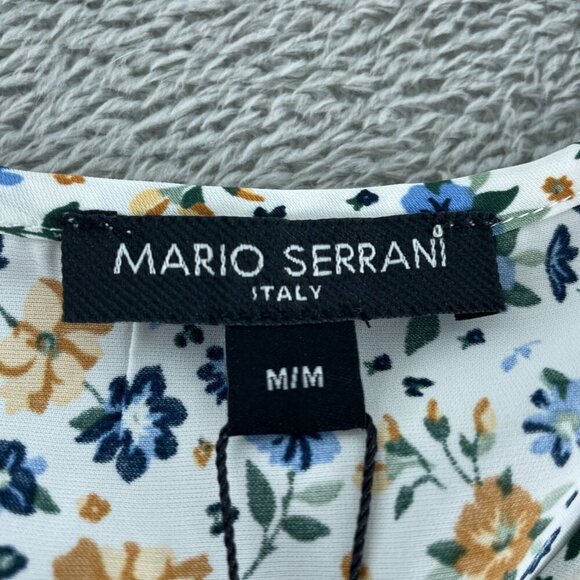 Mario Serrani Womens Floral V-Neck Top 3/4 Sleeves M Chiffon NWT 0294 - Picture 3 of 10